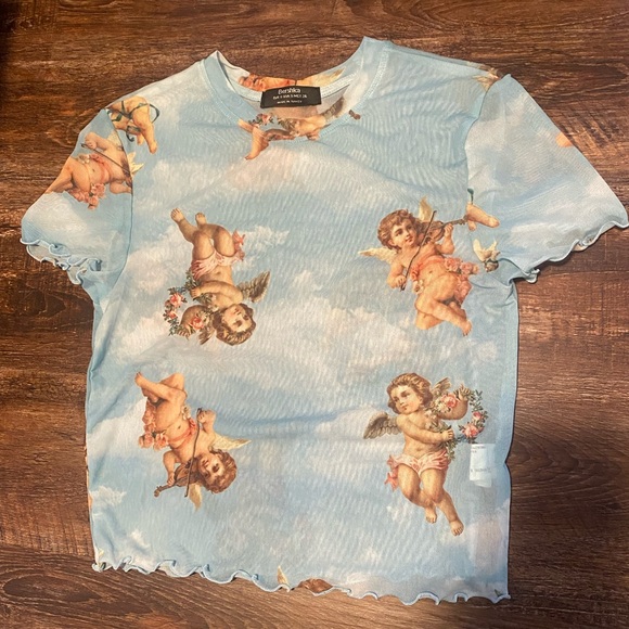 Bershka Tops - BERSHKA mesh angel crop top